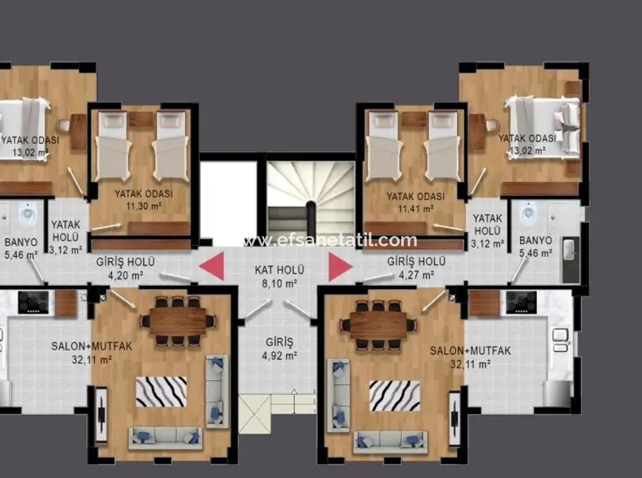 Ortaca Çaylı Fußbodenheizung Null-Erdgeschoss-Wohnung Zum Dringenden Verkauf