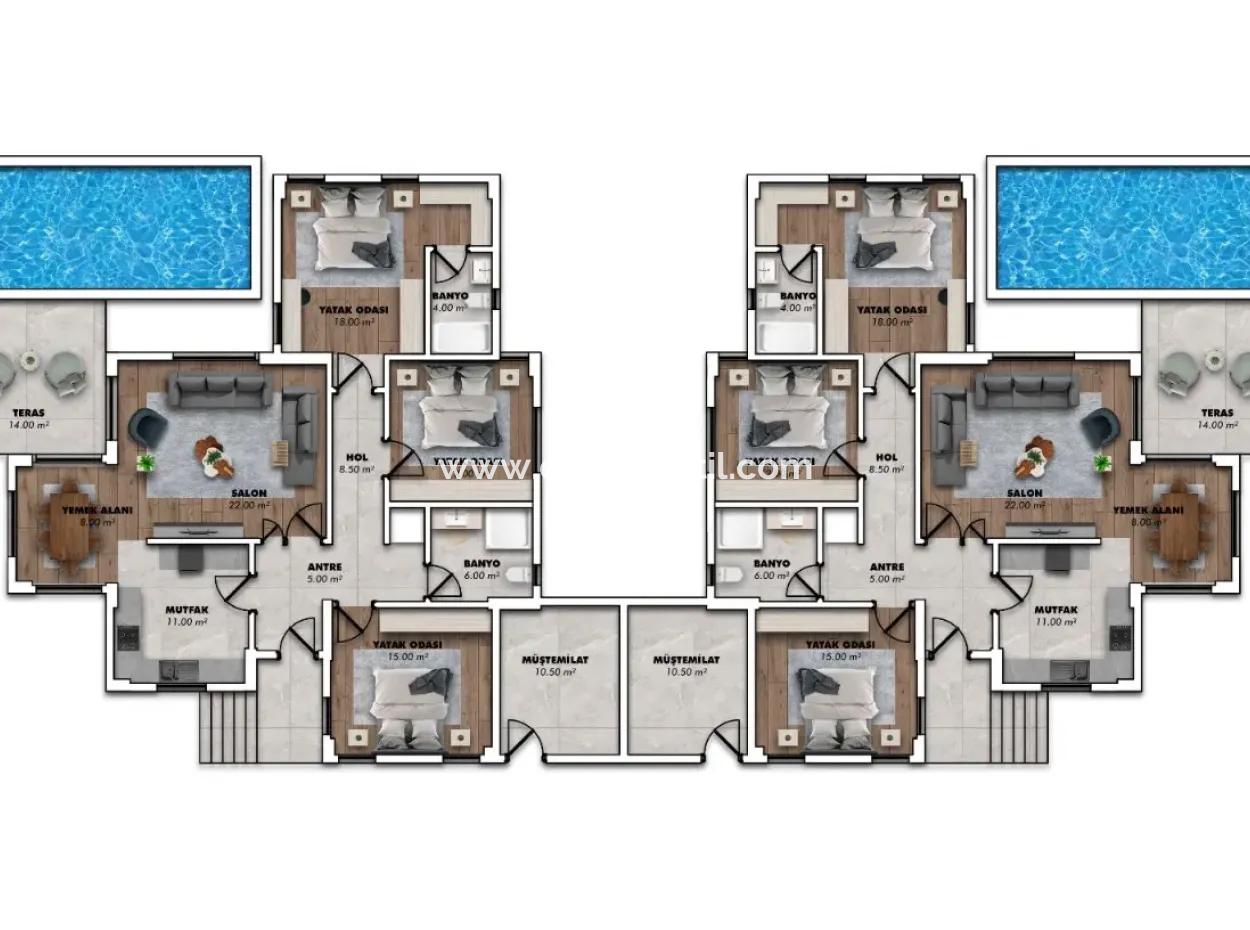 Muğla Ortacada Sarigerme And Center Close To 3 1 Villa For Sale