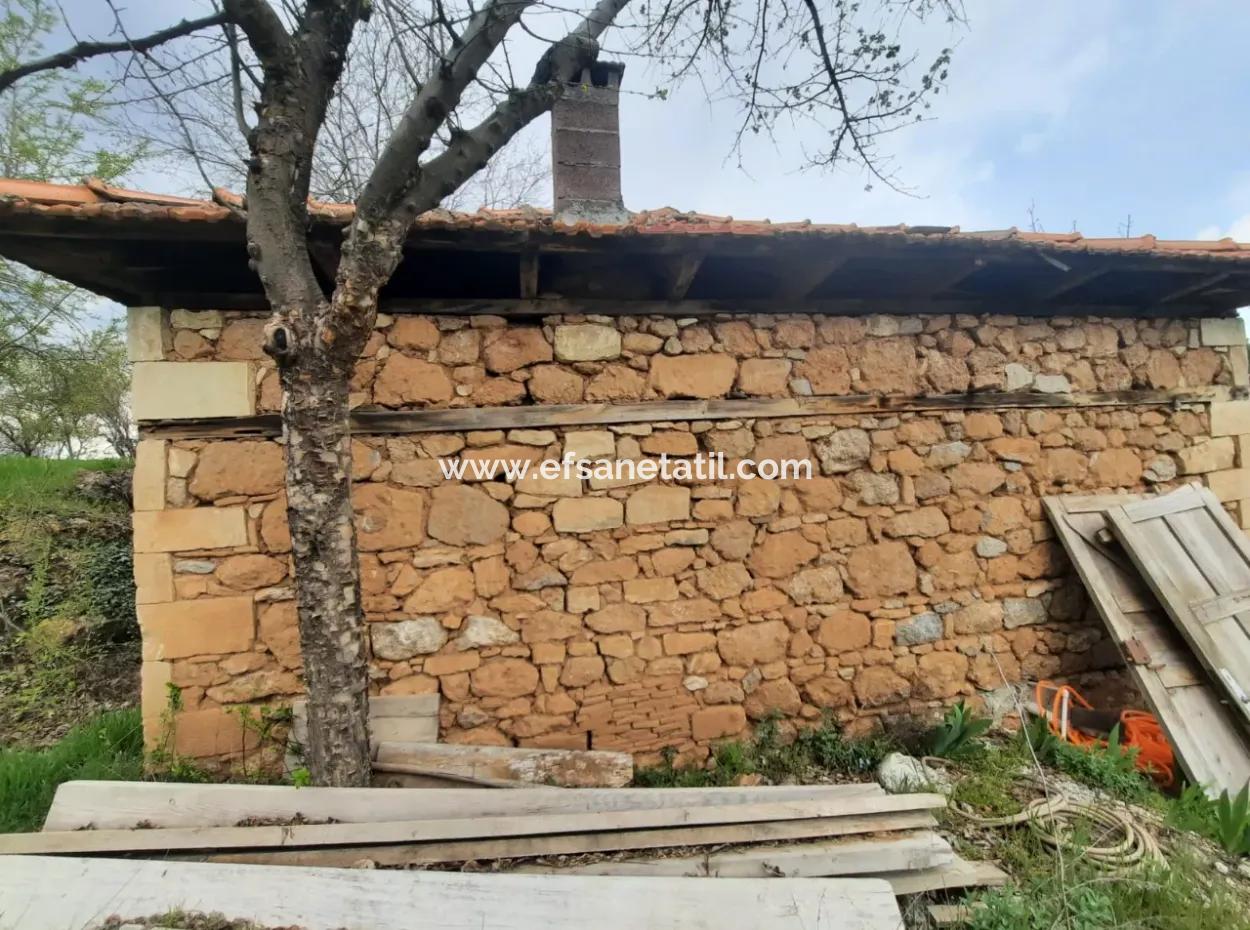 Stone Village House And 1042 M2 Detached Land For Sale On A 504 M2 Plot In Çameli, Cevizli