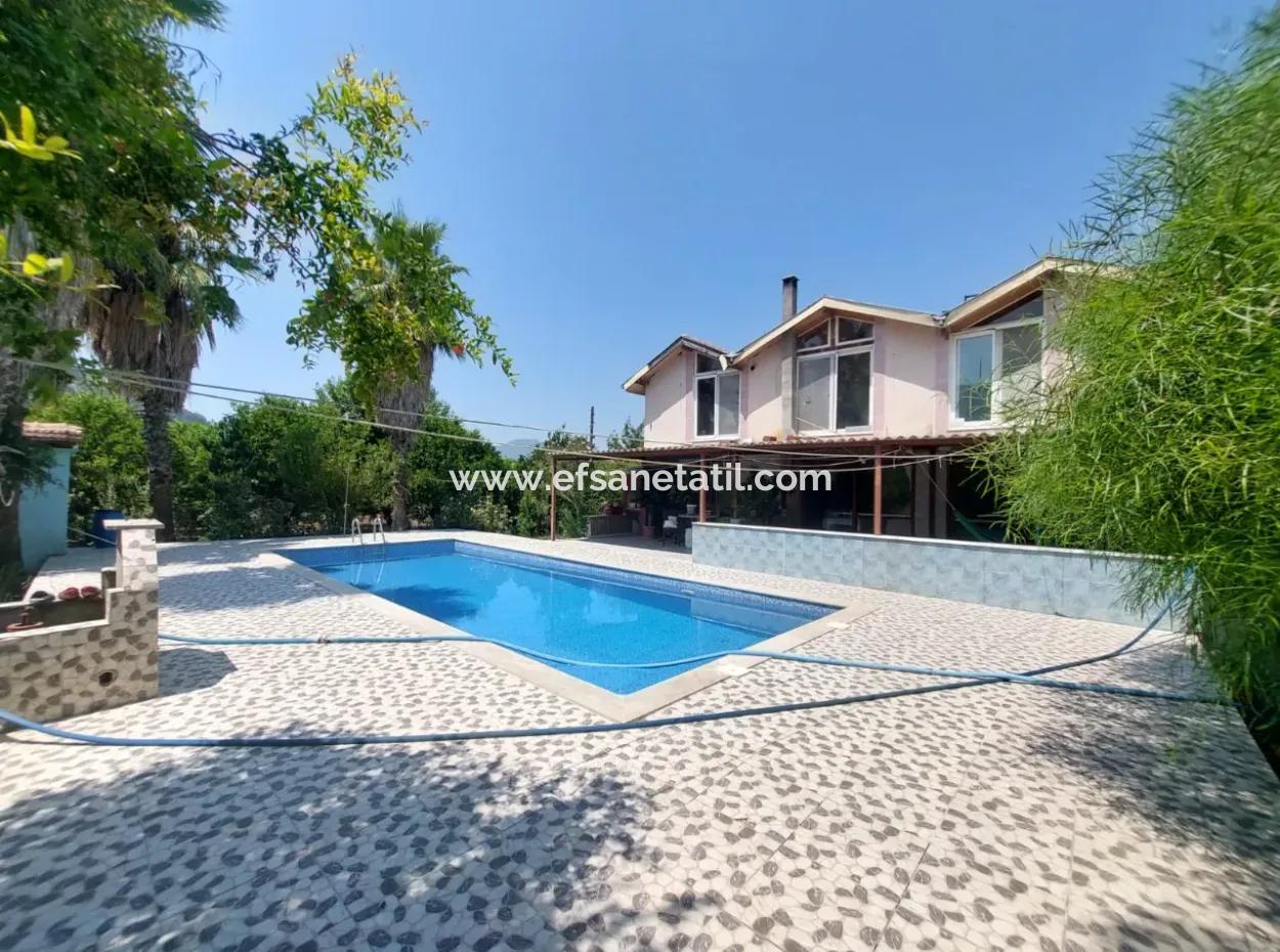 Detached House With Swimming Pool, Mountain And Nature View In Muğla Ortaca Okçular For Sale