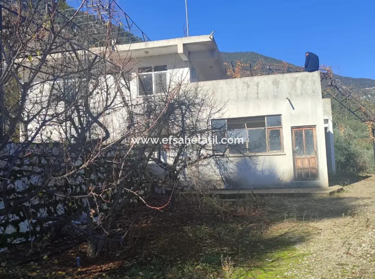 Antalya Finike Alacadağda Deniz Ve Doğa Manzaralı 8500 M2 Arazide 120 M2, 3+1 Tek Katlı Ev Satılık